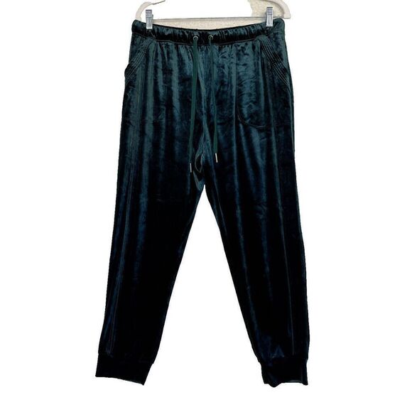 Anthropologie Saturday Sunday Olive Green Velvet Velour Casual Jogger Pants M - Picture 1 of 8